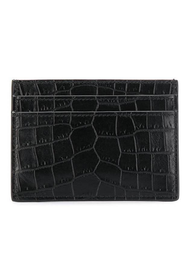 Gold Crocker Card Wallet 607603 DZE0W - SAINT LAURENT - BALAAN 3