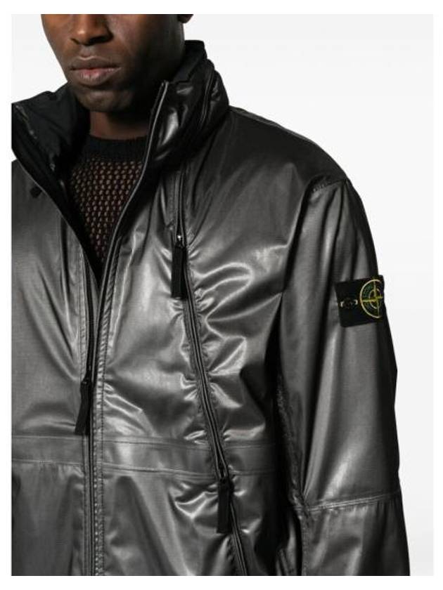 Metallic Nylon Zipper Bomber Jacket Dark Grey - STONE ISLAND - BALAAN 5