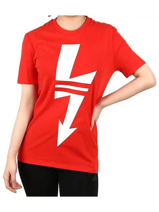 Big Lightning Short Sleeve TShirt Red Woman PBJT478A - NEIL BARRETT - BALAAN 1
