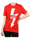 Women s Big Lightning Short Sleeve T Shirt Red PBJT478A - NEIL BARRETT - BALAAN 1