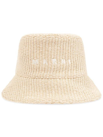 Embroidered Logo Cotton Bucket Hat Beige - MARNI - BALAAN 2