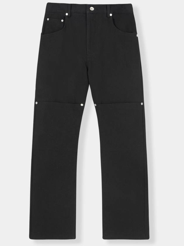 Curved Double Knee Cotton Pants Black - KINETO - BALAAN 3