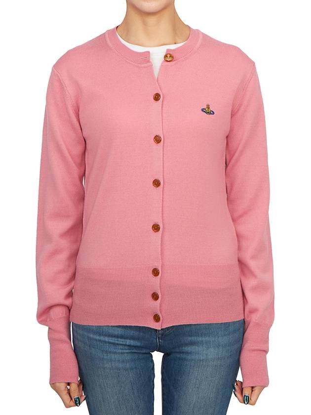 Bea Logo Wool Cardigan Pink - VIVIENNE WESTWOOD - BALAAN 3