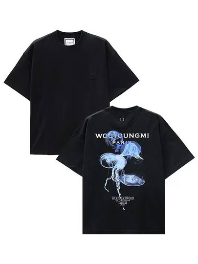 Jellyfish Back Logo Cotton Short Sleeve T-Shirt Black - WOOYOUNGMI - BALAAN 2