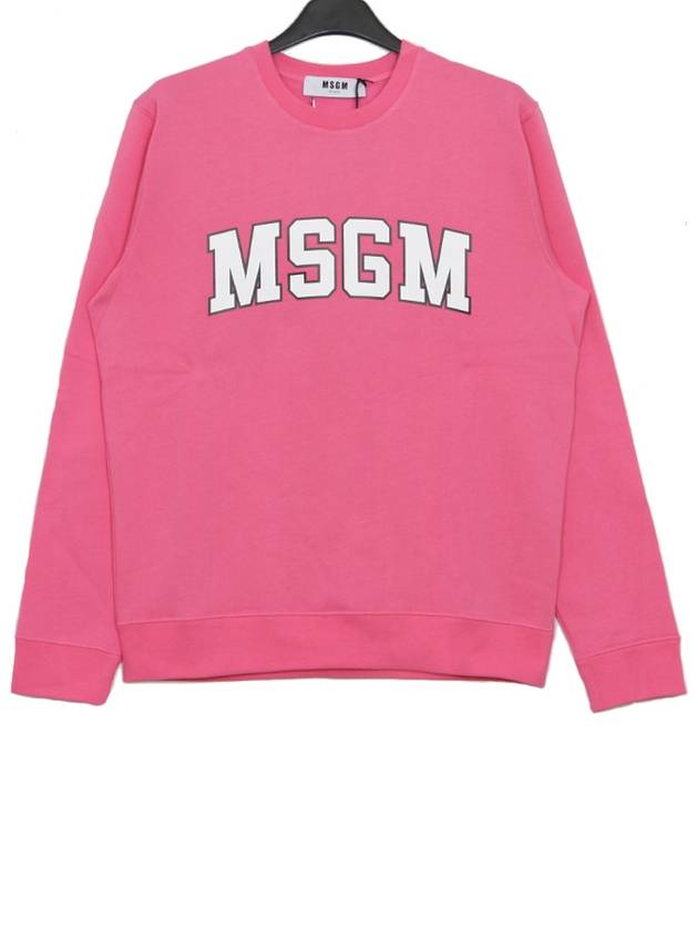 Logo Print Crew Neck Cotton Sweatshirt Pink - MSGM - BALAAN 2