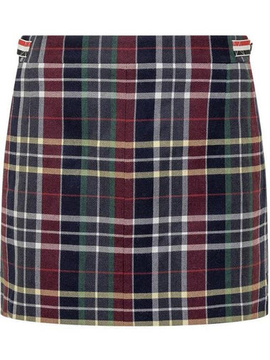 Hunting Tartan A-Line Skirt Blue - THOM BROWNE - BALAAN 1