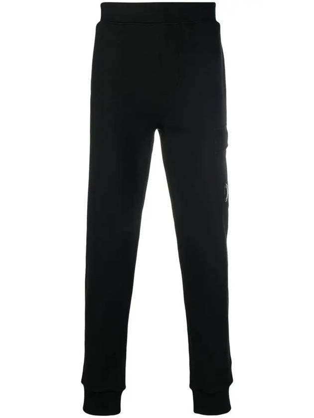 Men's Lens Wappen Diagonal Fleece Jogger Track Pants Black - CP COMPANY - BALAAN 3