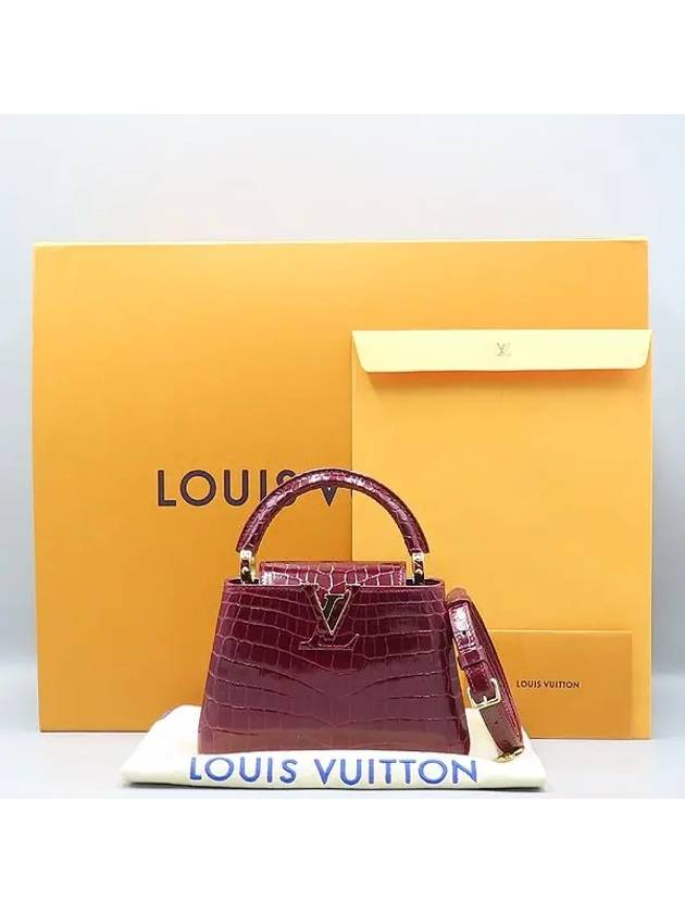 N90130 Burgundy Alligator Leather Capucine Mini Top Handle Tote Bag Shoulder Strap 2WAY - LOUIS VUITTON - BALAAN 1