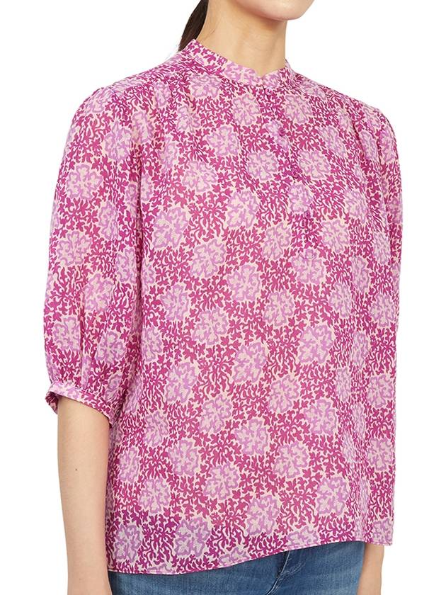 Women's Half Button Rami Cotton Blouse Pink - VANESSA BRUNO - BALAAN 4