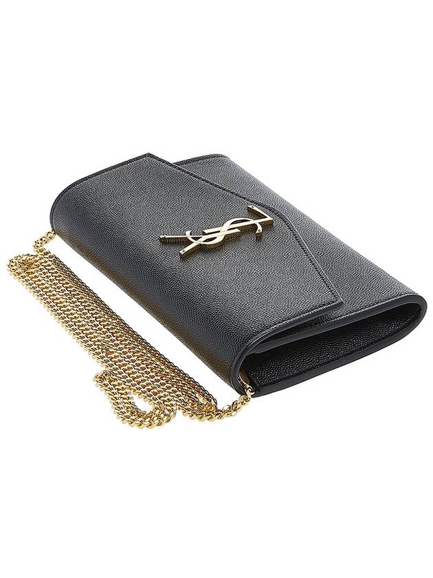 Monogram Uptown Chain Embossed Leather Long Wallet Black - SAINT LAURENT - BALAAN 6