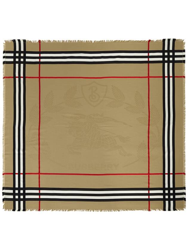 Montage Print Large Square Silk Wool Scarf Beige - BURBERRY - BALAAN 6