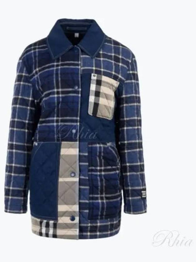 Check Patchwork Quilted Jacket Blue - BURBERRY - BALAAN 2