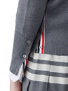 Milano Stitch 4 Bar Classic V Neck Fine Merino Wool Cardigan Medium Grey - THOM BROWNE - BALAAN.