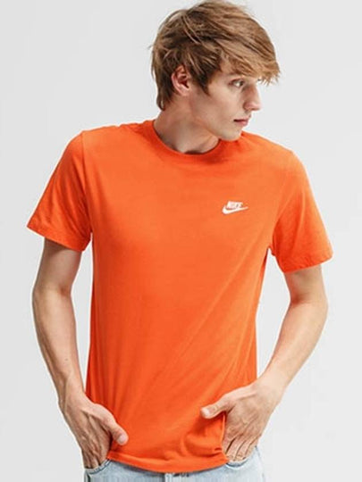 NSW Club French Terry Short Sleeve T-Shirt Orange - NIKE - BALAAN 2