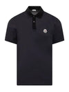 Men's Logo Patch Color Scheme Collar Short Sleeve Polo Shirt Navy - MONCLER - BALAAN 3