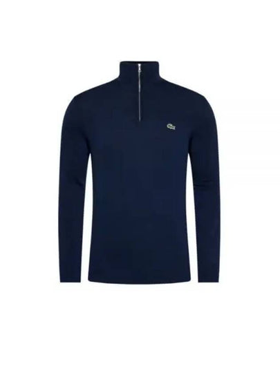 Organic Cotton Quarter Zip Knit Top Navy - LACOSTE - BALAAN 2