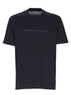 Print Crew Neck Cotton Jersey Short Sleeve T-Shirt Navy - BRUNELLO CUCINELLI - BALAAN 2