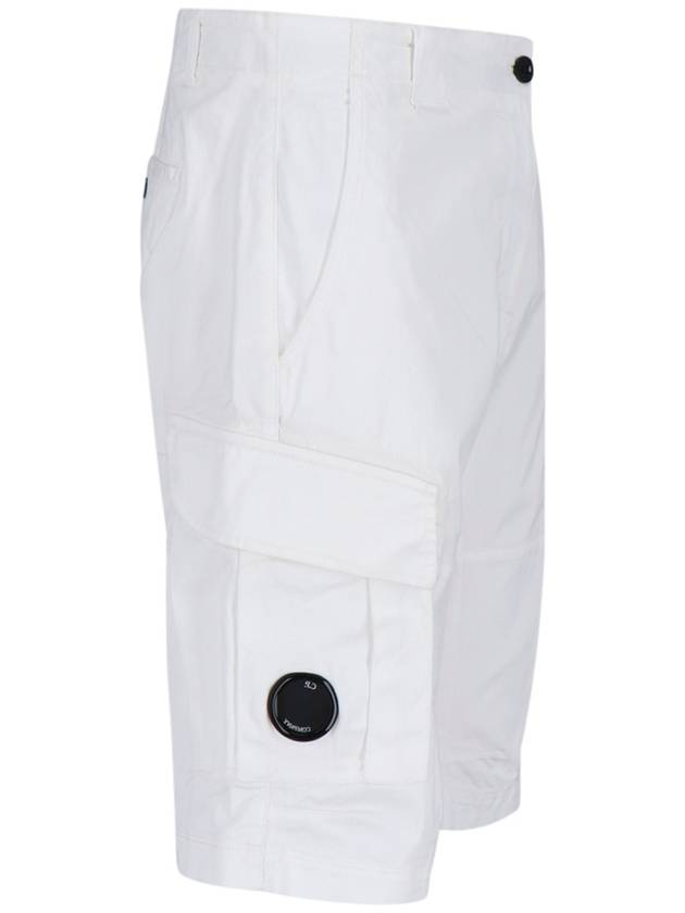 Stretch Satin Cargo Shorts White - CP COMPANY - BALAAN 4