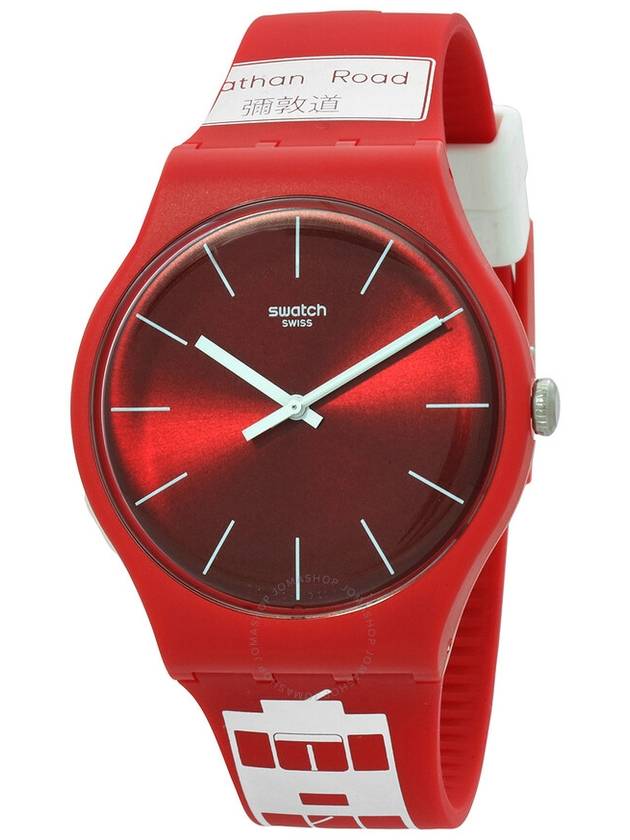 Swatch Flower Bay Quartz Red Dial Unisex Watch SUOZ232 - SWATCH - BALAAN 1