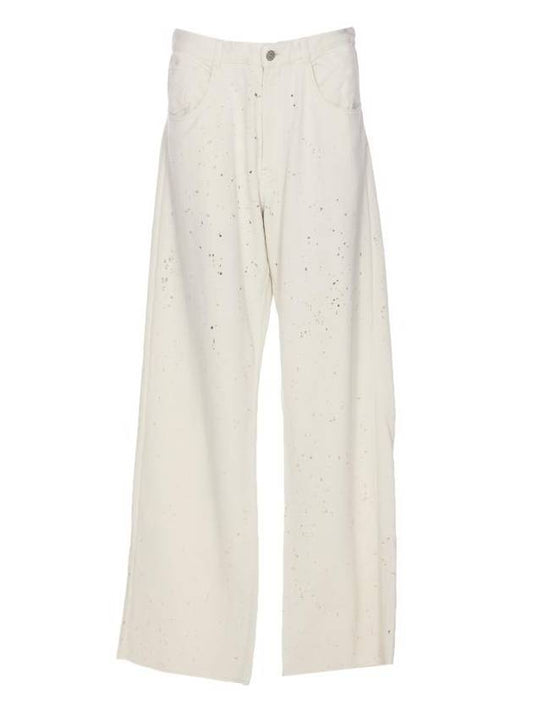 Paint Splatter Detail Straight Pants White - MAISON MARGIELA - BALAAN 1