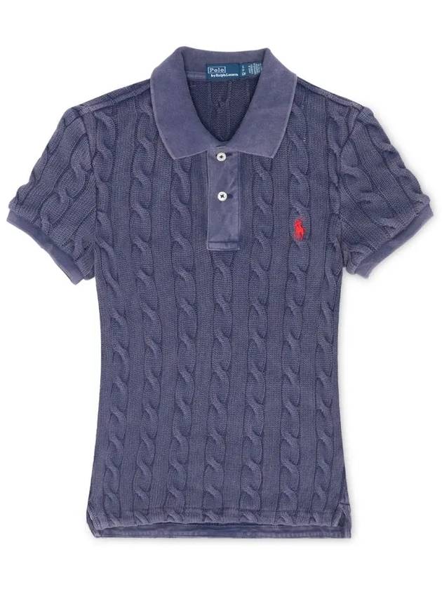 Embroidered Logo Slim Fit Knit Polo Shirt Purple - POLO RALPH LAUREN - BALAAN 2