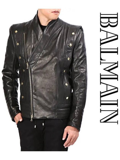 Button Leather Jacket Black - BALMAIN - BALAAN 2