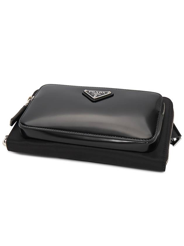 Triangle Logo Brushed Leather Shoulder Bag Black - PRADA - BALAAN 5