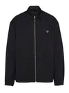 Triangle Logo Wool Shirt Zip Up Jacket Black - PRADA - BALAAN 2