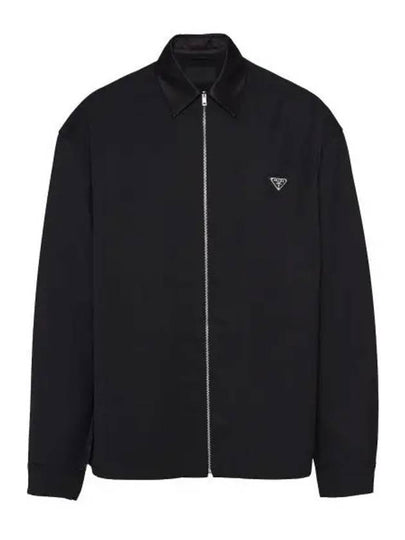 Triangle Logo Wool Shirt Zip Up Jacket Black - PRADA - BALAAN 2