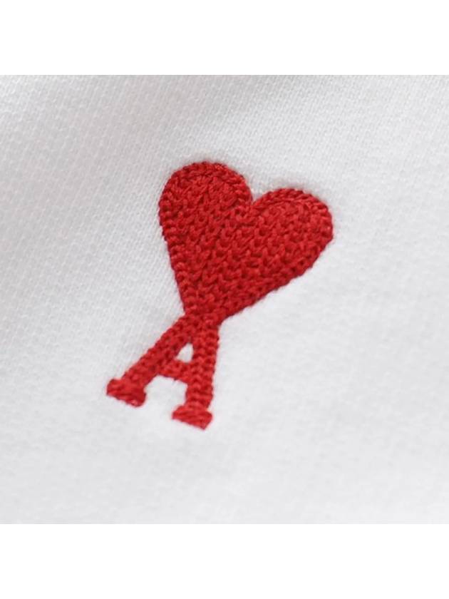 Heart Embroidered Logo Sweatshirt White - AMI - BALAAN 5