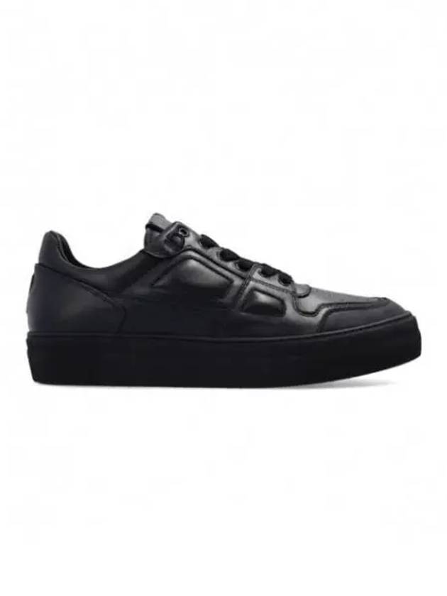 Heart Logo Patch Leather Low Top Sneakers Black - AMI - BALAAN 2