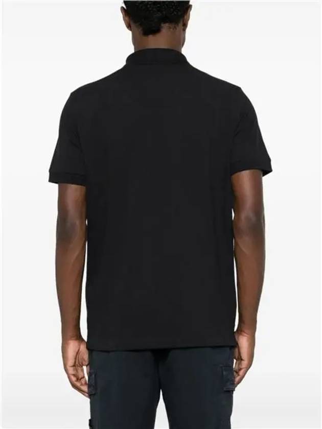 Logo Patch Polo Shirt Black - STONE ISLAND - BALAAN 5