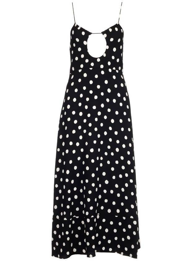 backless dot pattern slip long dress black - SAINT LAURENT - BALAAN 1