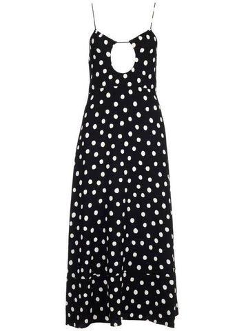 backless dot pattern slip long dress black - SAINT LAURENT - BALAAN 1