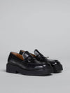 Men's Shiny Leather Moccasin Loafers Black - MARNI - BALAAN 4