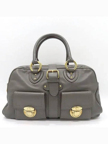 Marc Jacobs Dark gray leather gold buckle decorated tote bag - MARC JACOBS - BALAAN 1