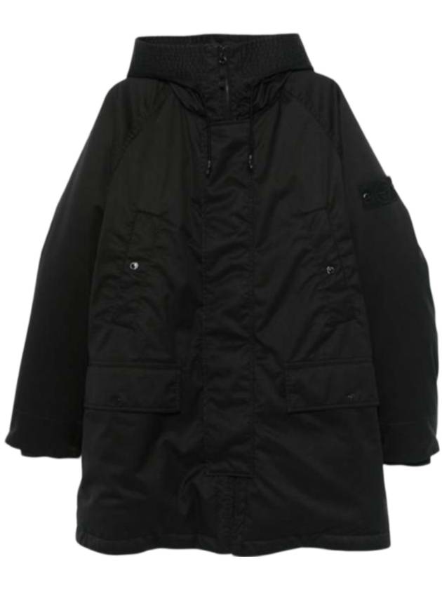 710F2 Ghost Performance Twill Wool-TC Down Parka Black - STONE ISLAND - BALAAN 1