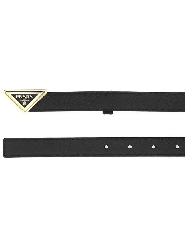 Triangle Logo Buckle Leather Belt Black - PRADA - BALAAN 4