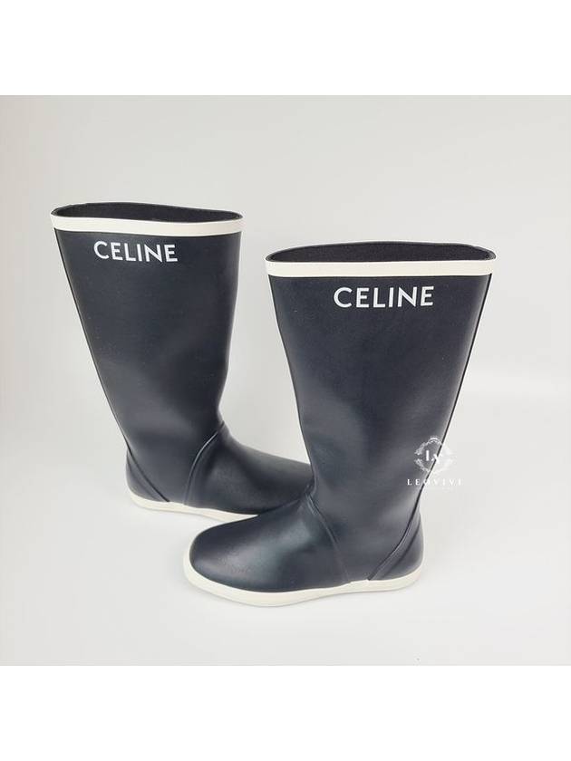 Logo Les Boats De Pont Flat Long Rain Boots Navy - CELINE - BALAAN 5