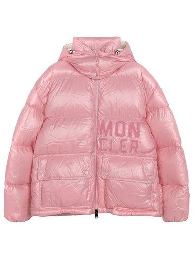 Candy Pink ABBAYE Hooded Goose Down Jacket ABBAYE 1A00039 5963V 500 - MONCLER - BALAAN 1