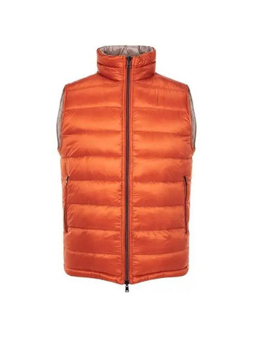 Last Men s Reversible High Neck Goose Down Padded Vest Orange 271529 - HERNO - BALAAN 1