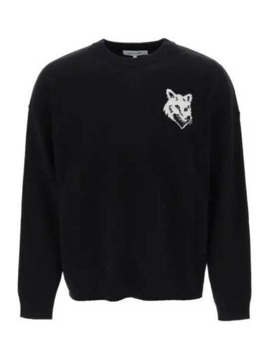 Intarsia Fox Head Comfort Knit Top Black - MAISON KITSUNE - BALAAN 2