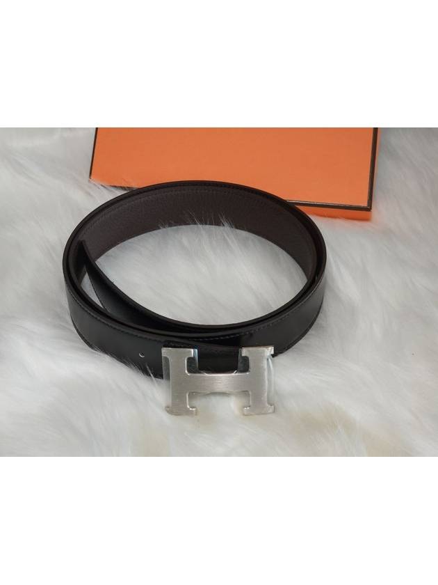 H Buckle 32MM Reversible Leather Belt Black - HERMES - BALAAN 5