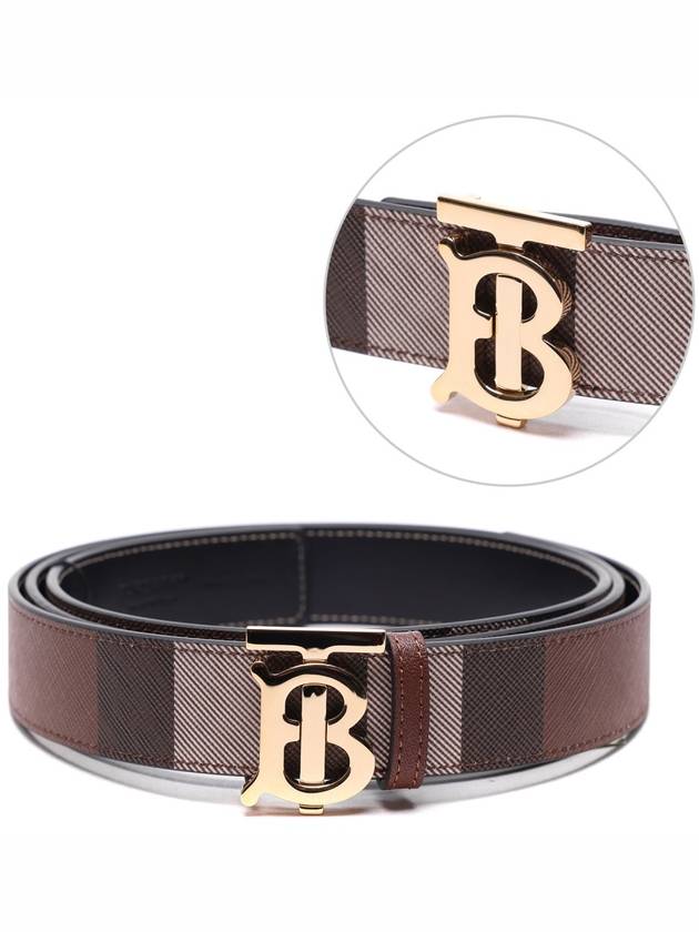 Reversible Checked Leather Belt Dark Birch Brown - BURBERRY - BALAAN 2