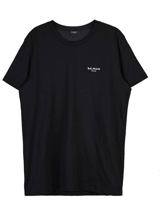 Logo Print Eco Responsible Cotton Short Sleeve T-Shirt Black - BALMAIN - BALAAN.