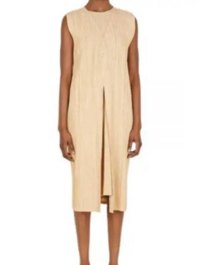 Pleated Sleeveless Long Cardigan Yellow - ISSEY MIYAKE - BALAAN 2