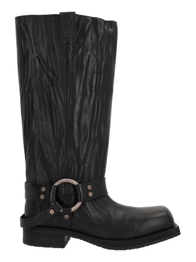 Buckle Leather Middle Boots Black - ACNE STUDIOS - BALAAN 3