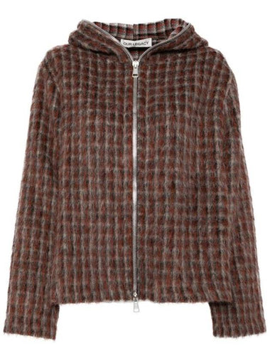 Boston Check Zip-Up Hooded Cardigan Brown - OUR LEGACY - BALAAN 1