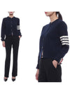 Floral Intarsia Cotton Cardigan Navy - THOM BROWNE - BALAAN 2