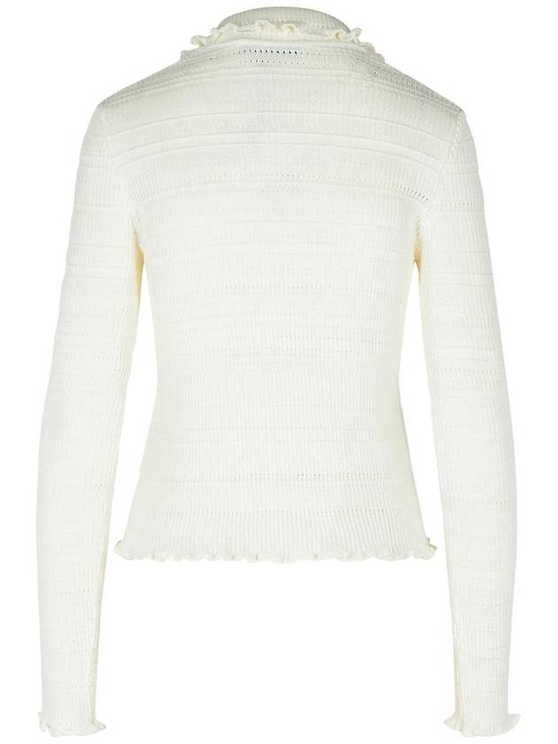 Lanvin 'Ribbed' White Cotton Cardigan - LANVIN - BALAAN 3